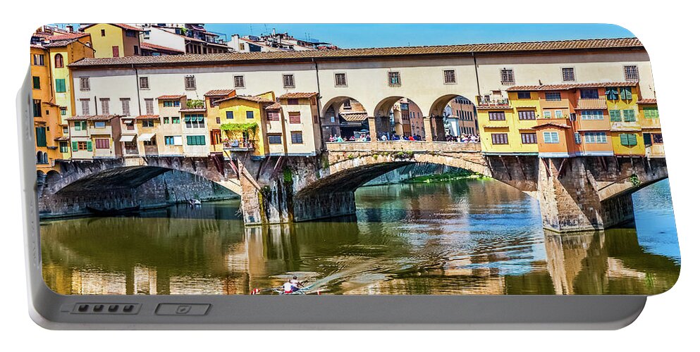 Bridge Portable Battery Charger featuring the photograph Ponte Vecchio and Kayak #1 by Darryl Brooks
