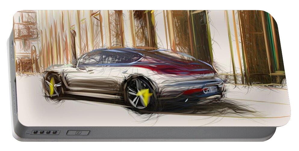 Porsche Portable Battery Charger featuring the digital art Porsche Panamera Turbo S Drawing #2 by CarsToon Concept