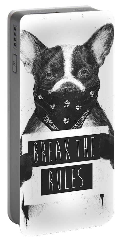 #faaAdWordsBest Portable Battery Charger featuring the mixed media Rebel dog II #1 by Balazs Solti
