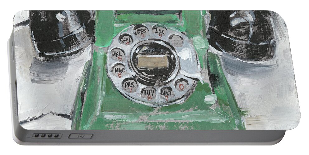 Home Office+office Portable Battery Charger featuring the painting Retro Phone IIi #1 by Ethan Harper