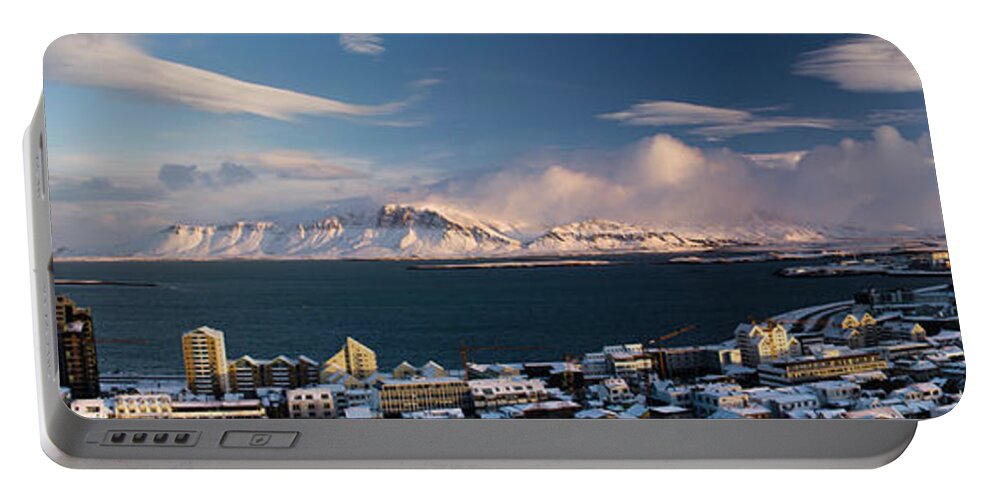 Northern Portable Battery Charger featuring the photograph Reykjavik #2 by Robert Grac