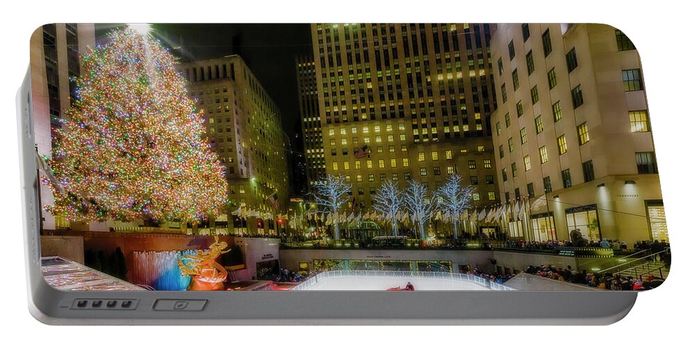 Rockefeller Center Portable Battery Charger featuring the photograph Rockefeller Center Christmas NYC #1 by Susan Candelario