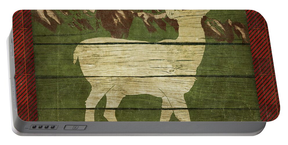 Rustic Portable Battery Charger featuring the painting Rustic Nature On Plaid II by Andi Metz
