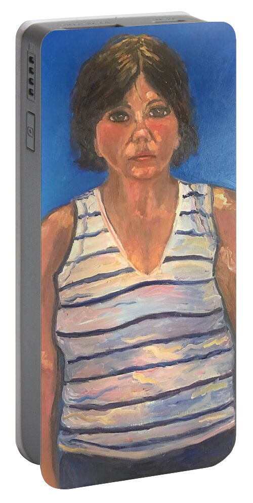 Portrait Portable Battery Charger featuring the painting Self portrait #1 by Beth Riso