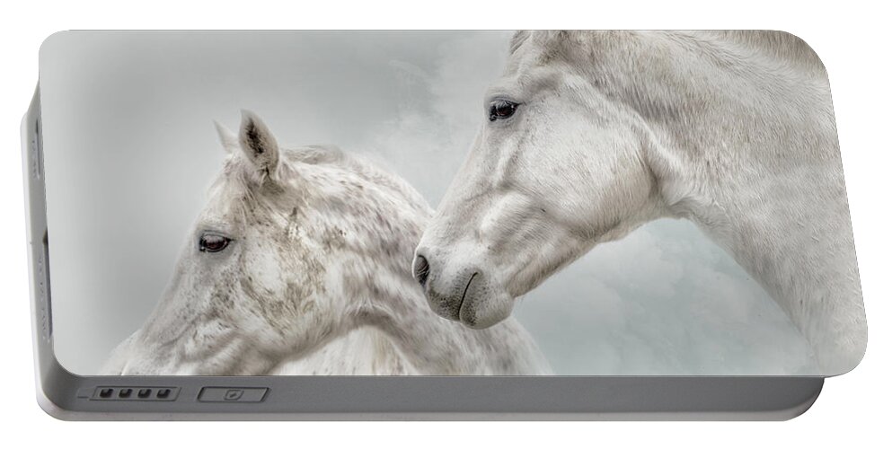 Horse Portable Battery Charger featuring the photograph She Dreamed of White Horses #1 by Ron McGinnis