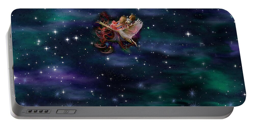 Children Portable Battery Charger featuring the mixed media Soaring Through the Galaxy by Colleen Taylor