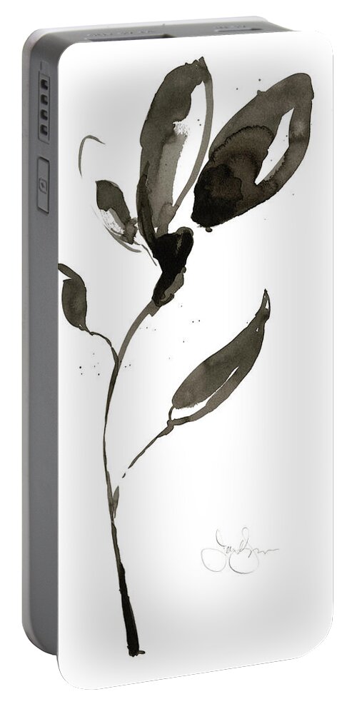 Botanical Portable Battery Charger featuring the painting Solitary Sumi-e I #1 by Jennifer Goldberger