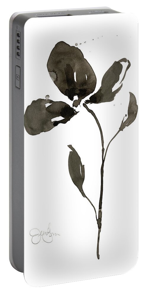 Botanical Portable Battery Charger featuring the painting Solitary Sumi-e II #1 by Jennifer Goldberger