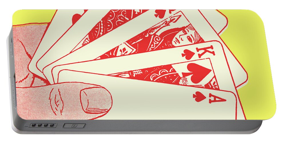 Ace Portable Battery Charger featuring the drawing Straight Hand of Cards #1 by CSA Images