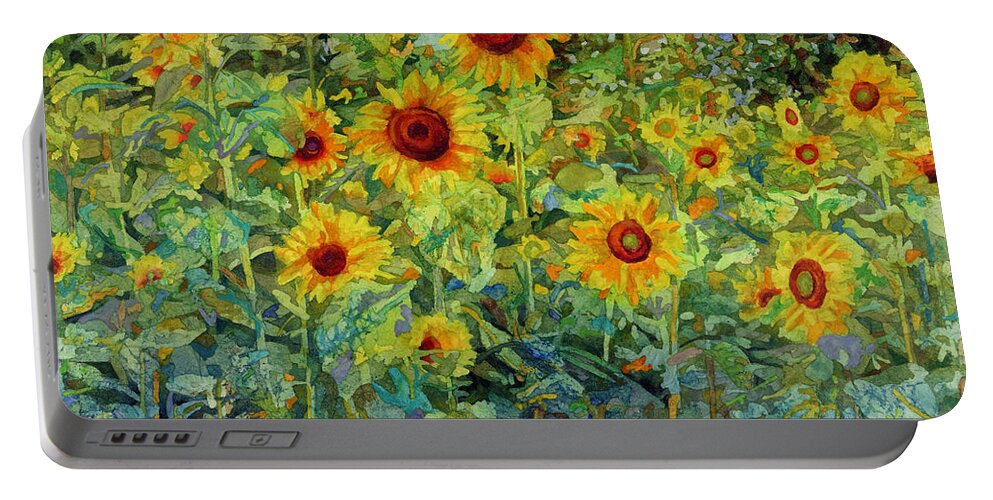 Sunflower Portable Battery Charger featuring the painting Sunny Meadow by Hailey E Herrera