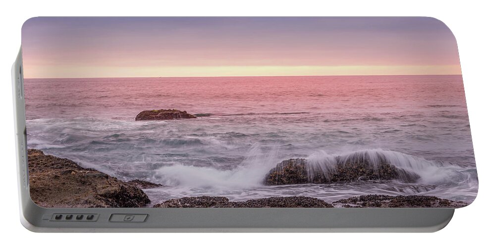 Ocean Portable Battery Charger featuring the photograph Sunset Sprays #1 by Aaron Burrows
