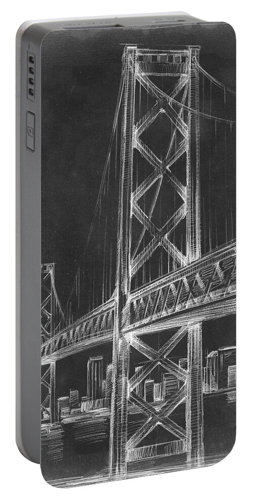 Landscapes Portable Battery Charger featuring the painting Suspension Bridge Blueprint II by Ethan Harper