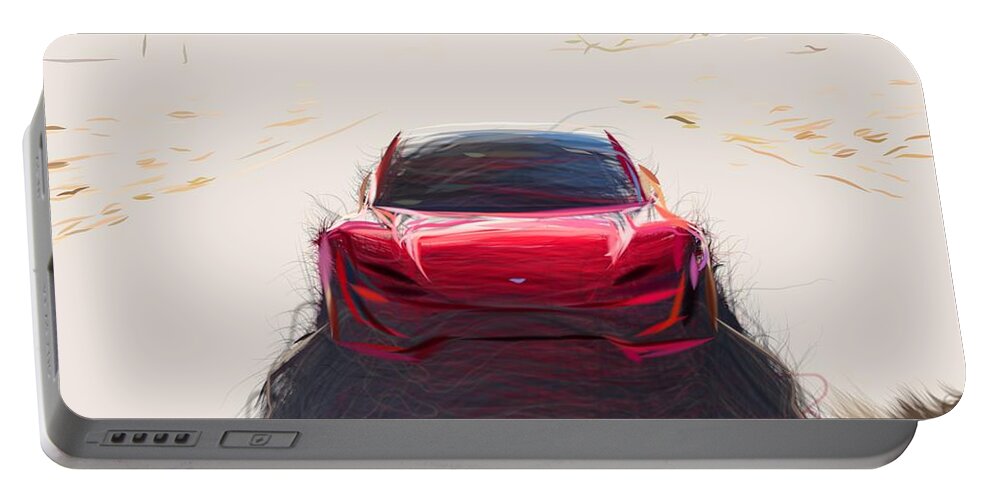 Tesla Portable Battery Charger featuring the digital art Tesla Roadster Drawing #2 by CarsToon Concept