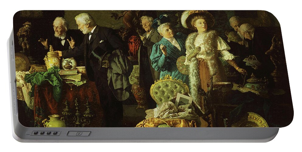 Casino Portable Battery Charger featuring the painting The Connoisseurs by Louis Charles Moeller