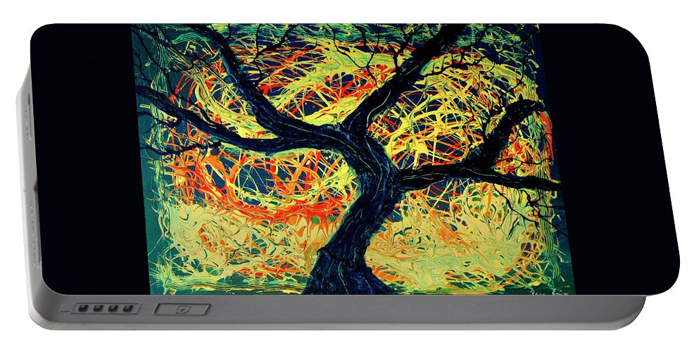  Portable Battery Charger featuring the painting The Tree Stripped Bare by Chaos #1 by Rein Nomm