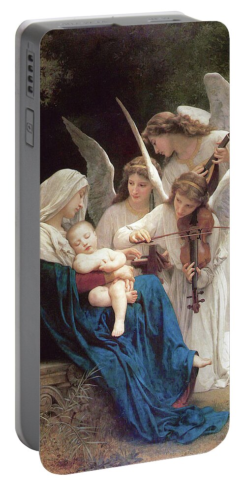 Virgin Mary And Angels Portable Battery Charger featuring the mixed media The Virgin Mary With Angels 102 #1 by William Adolphe Bouguereau