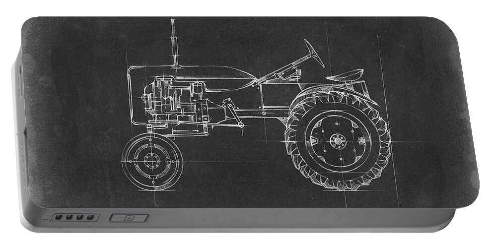 Transportation Portable Battery Charger featuring the painting Tractor Blueprint IIi by Ethan Harper