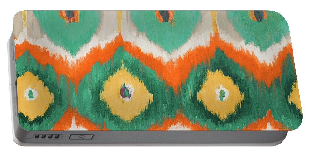New Portable Battery Charger featuring the painting Tropical Ikat II by Patricia Pinto