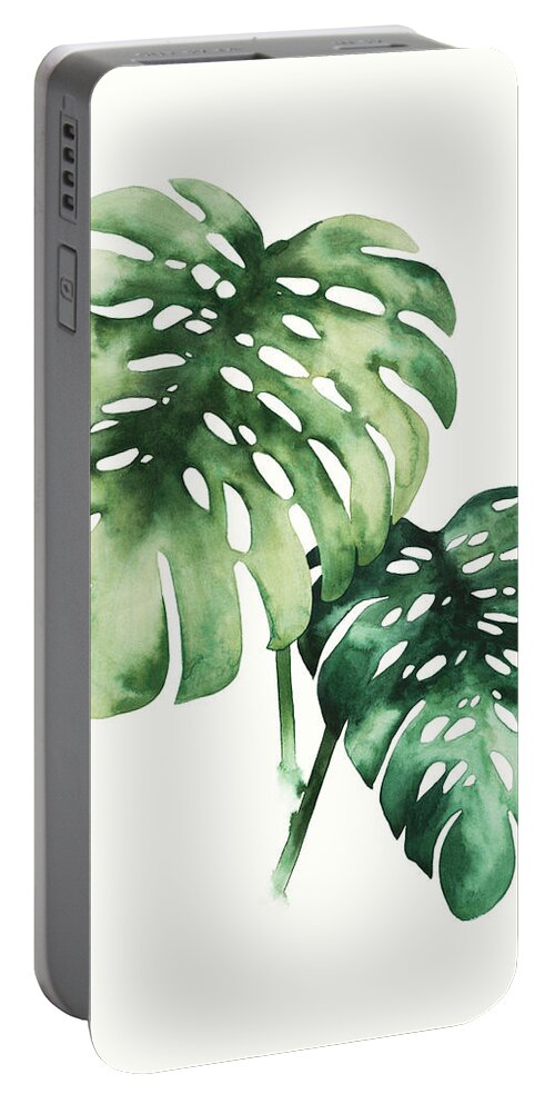 Botanical Portable Battery Charger featuring the painting Tropical Plant II by Grace Popp