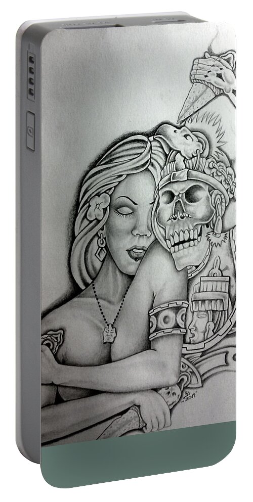 Mexican American Art Portable Battery Charger featuring the drawing Untitled #2 by Abraham Reasons Ledesma