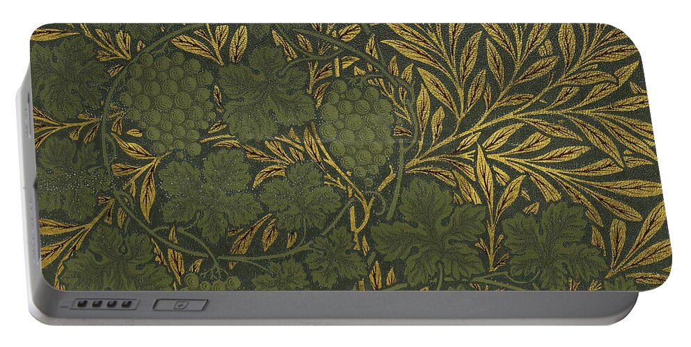 Wallpaper Sample Portable Battery Charger featuring the painting Wallpaper Sample, 1873 by Morris and Co by William Morris