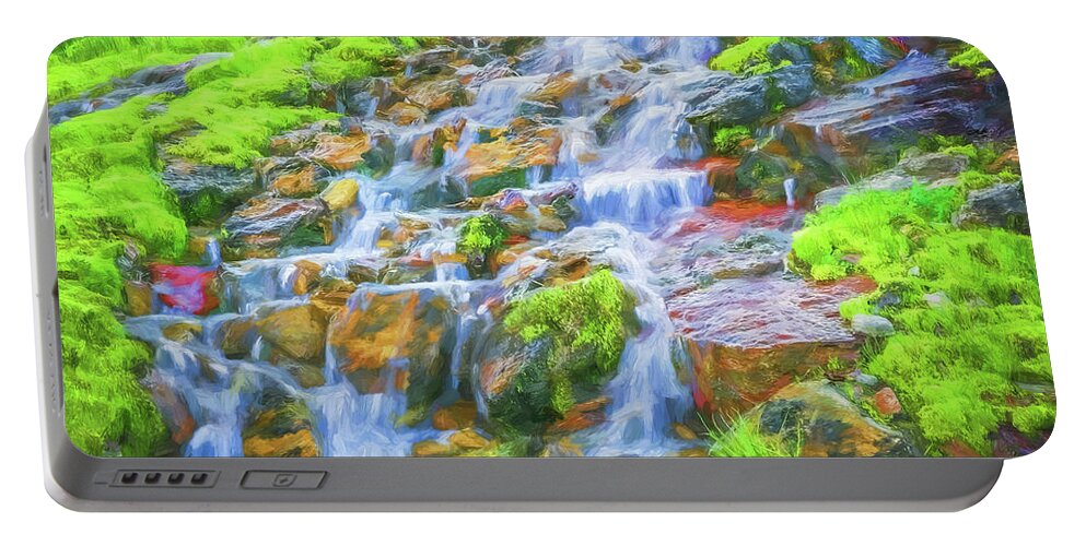 Waterfall Portable Battery Charger featuring the photograph Waterfall Triple Falls Glacier National Park 101 #1 by Rich Franco