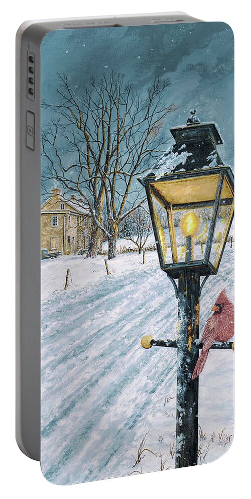 Winter Portable Battery Charger featuring the painting Winter Bird #1 by James Redding