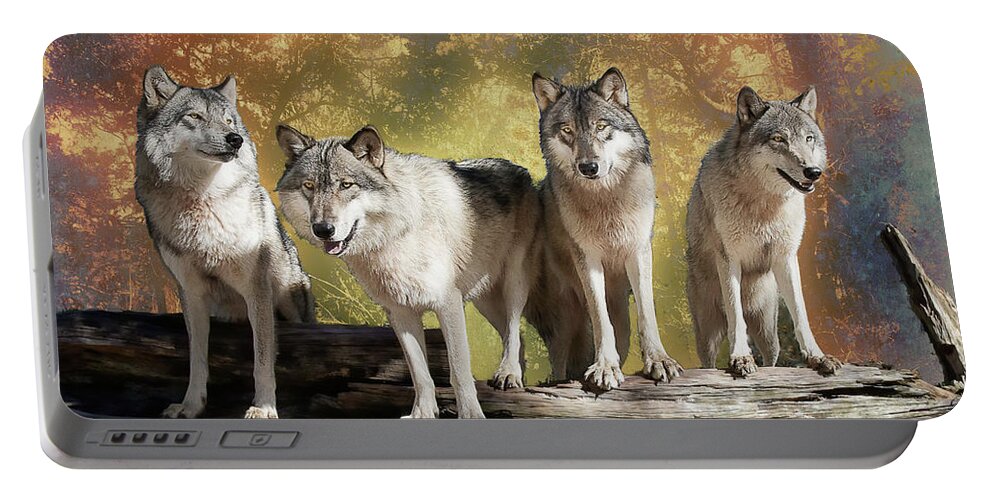 Wolf Portable Battery Charger featuring the photograph Wolf Pack #1 by Jeannee Gannuch