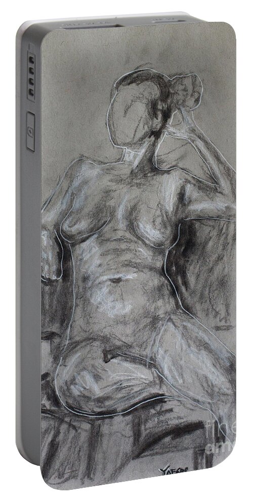 Woman Portable Battery Charger featuring the drawing Woman Seated #1 by Robert Yaeger