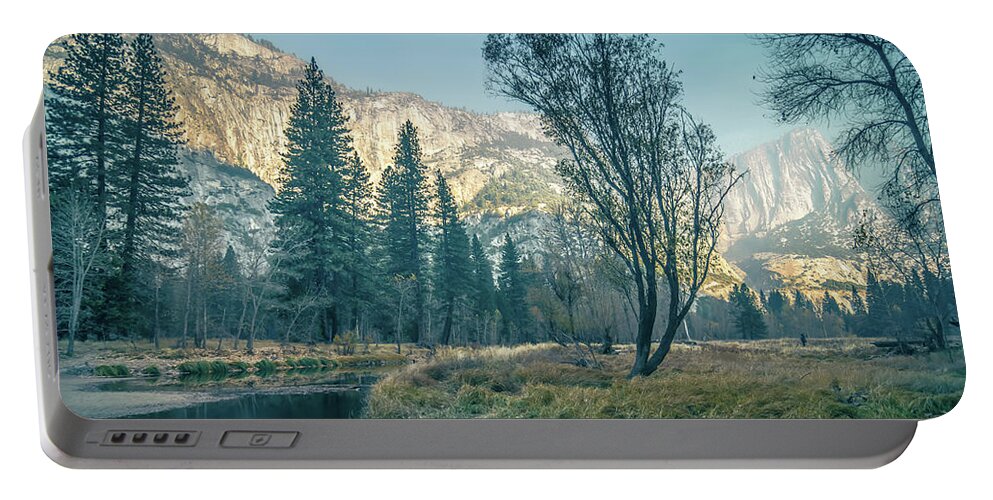 Morning Portable Battery Charger featuring the photograph Yosemite Valley on sunny autumn morning #1 by Alex Grichenko