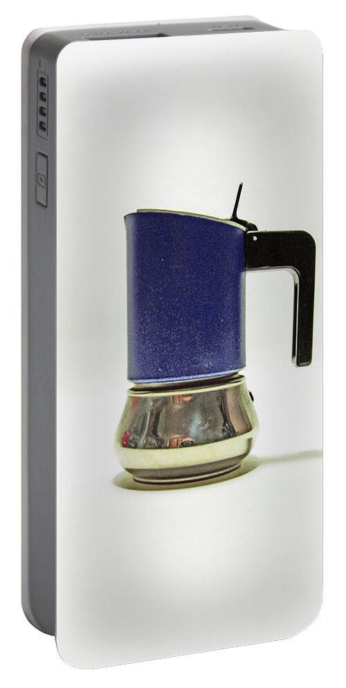 Studio Portable Battery Charger featuring the photograph 10-05-19 STUDIO. Blue Cafetiere by Lachlan Main