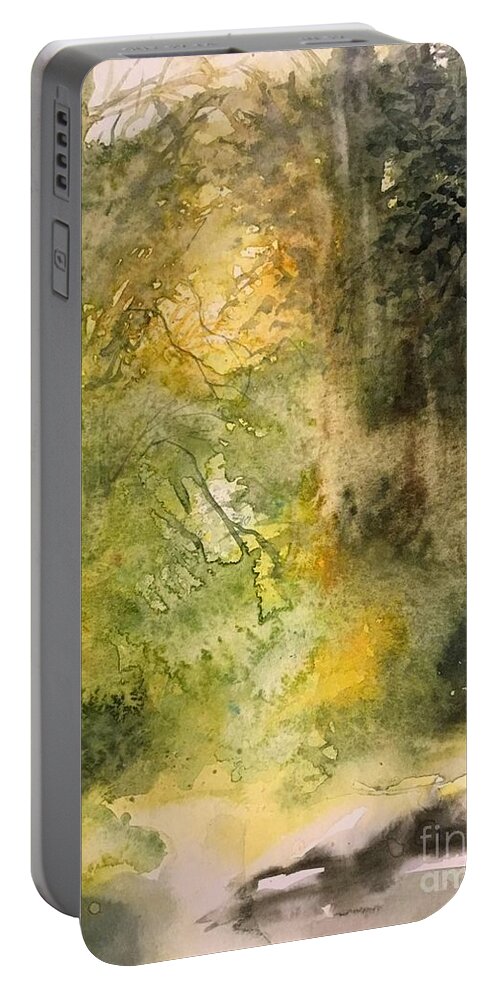 The Forest With River Portable Battery Charger featuring the painting 1052014 by Han in Huang wong
