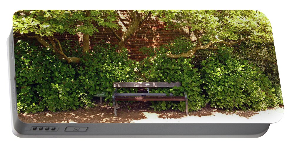 Chorley Portable Battery Charger featuring the photograph 11/05/19 CHORLEY. Astley Hall. Walled Garden. Sunlit Bench. by Lachlan Main