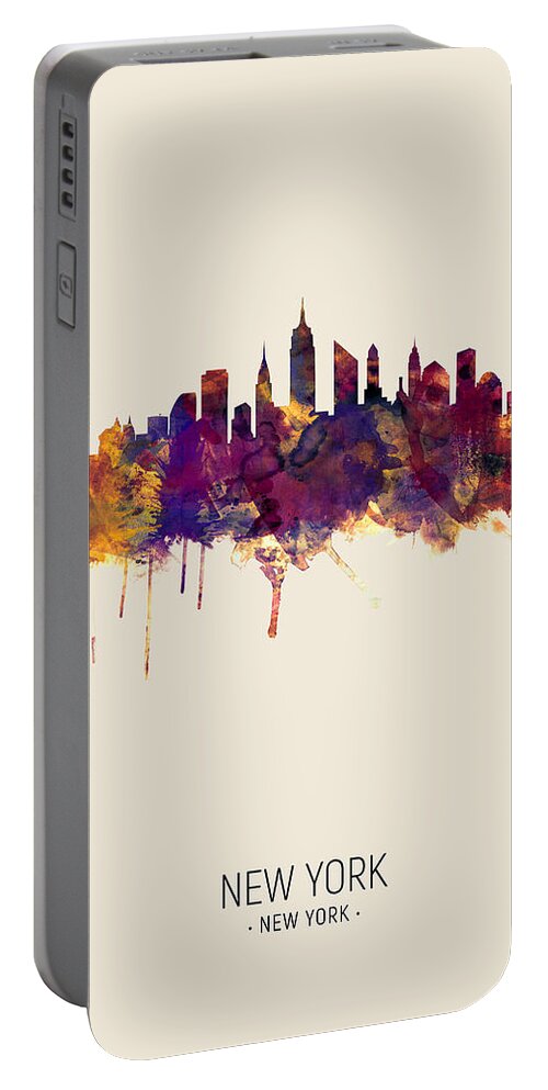 New York Portable Battery Charger featuring the digital art New York City Skyline #11 by Michael Tompsett