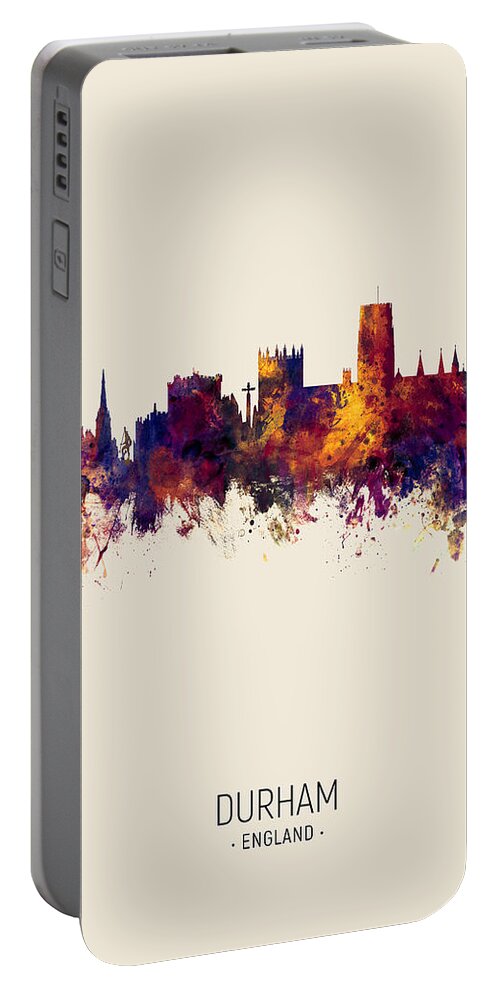 Durham Portable Battery Charger featuring the digital art Durham England Skyline Cityscape #12 by Michael Tompsett