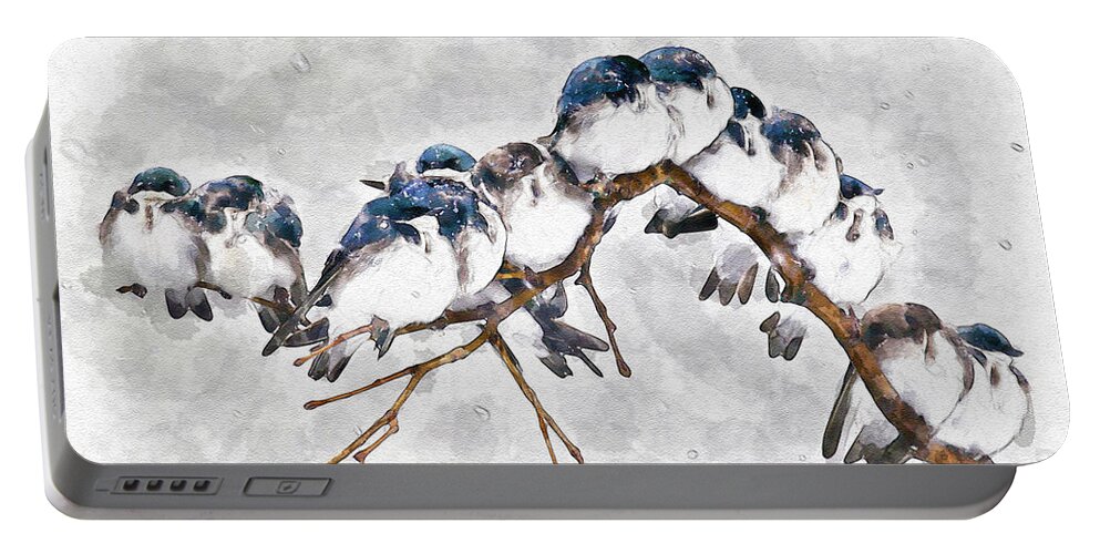 Plenty Portable Battery Charger featuring the painting 12 On A Twig by Marian Voicu
