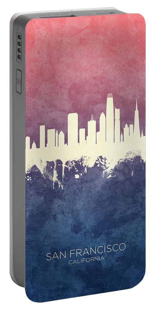 San Francisco Portable Battery Charger featuring the digital art San Francisco California Skyline by Michael Tompsett