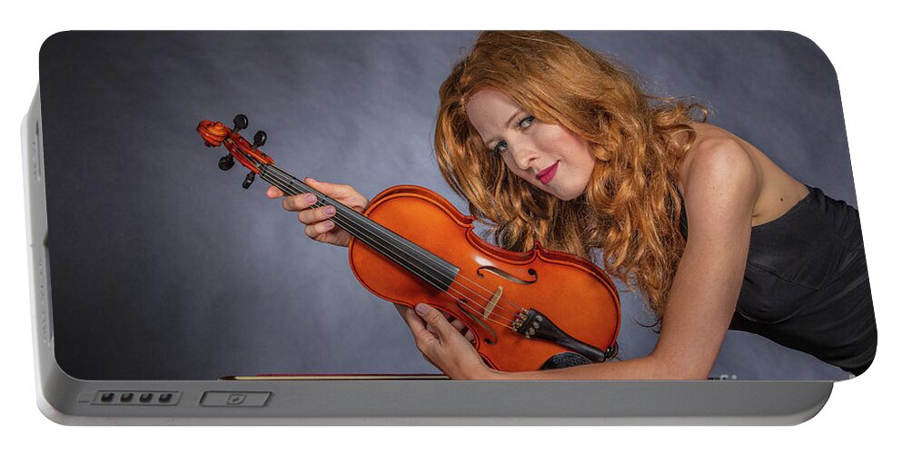 Color Portable Battery Charger featuring the photograph 122.1854 Violin Musician in Color #1221854 by M K Miller