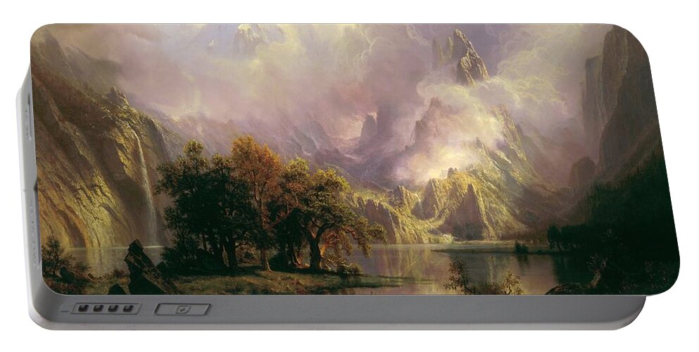 Albert Portable Battery Charger featuring the painting Rocky Mountain Landscape by Albert Bierstadt