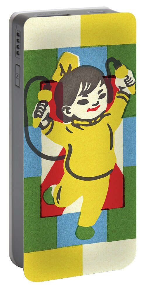 Activity Portable Battery Charger featuring the drawing Girl Jumping Rope #16 by CSA Images