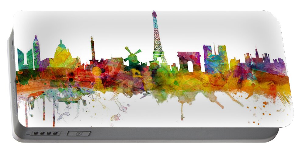 Paris Portable Battery Charger featuring the digital art Paris France Skyline #19 by Michael Tompsett