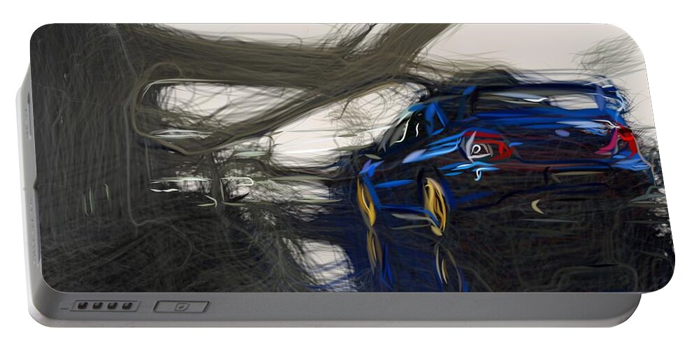 Subaru Portable Battery Charger featuring the digital art Subaru Impreza WRX STI Draw #19 by CarsToon Concept