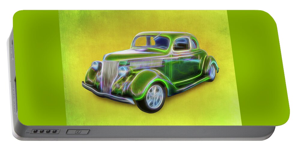 1936 Ford Green Portable Battery Charger featuring the digital art 1936 Green Ford by Rick Wicker