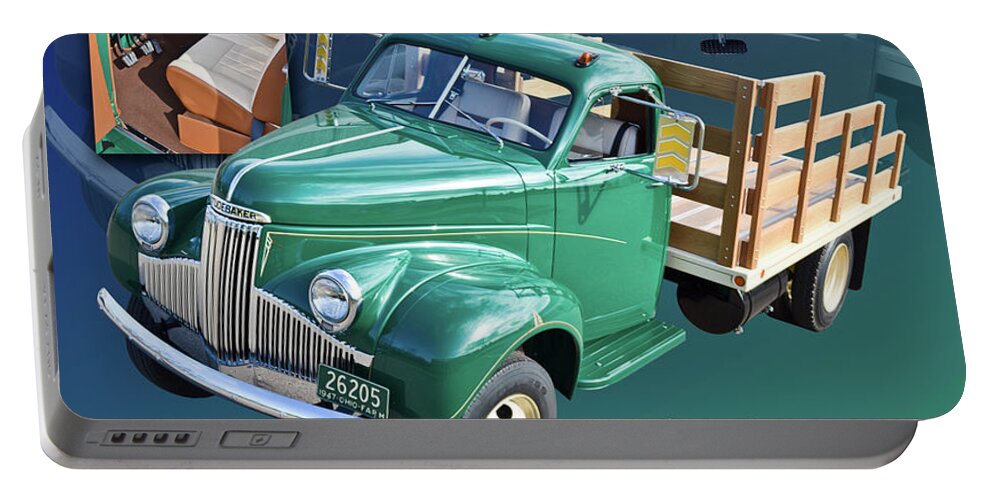 Studebaker Portable Battery Charger featuring the digital art 1947 Studebaker flatbed truck by Rick Mock