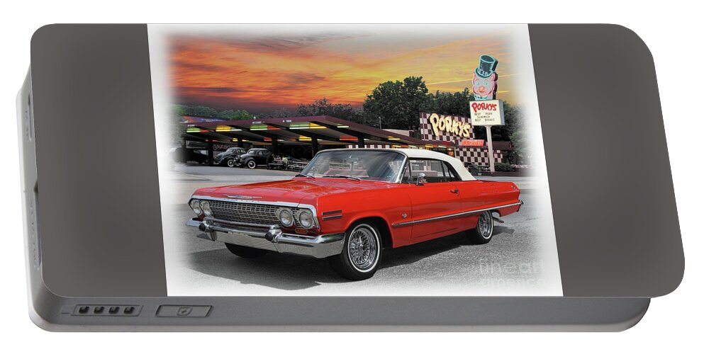 1963 Portable Battery Charger featuring the photograph 1963 Chevrolet Impala Convertible by Ron Long