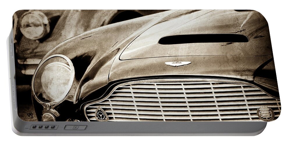 1965 Aston Martin Db6 Short Chassis Volante Grille-0970scl Portable Battery Charger featuring the photograph 1965 Aston Martin DB6 Short Chassis Volante Grille-0970scl by Jill Reger