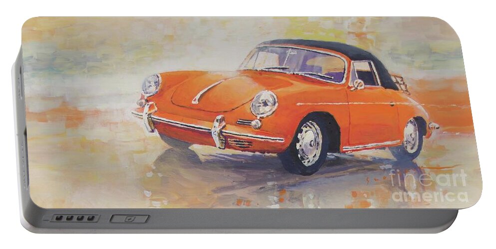 Shevchukart Portable Battery Charger featuring the painting 1965 Porsche 356 C cabriolet by Yuriy Shevchuk