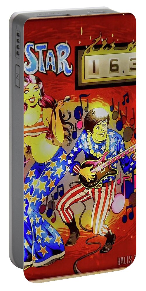 Photo 1978 Rockstar Pinball Machine Portable Battery Charger featuring the photograph 1978 Rock Star Pinball by Joan Reese