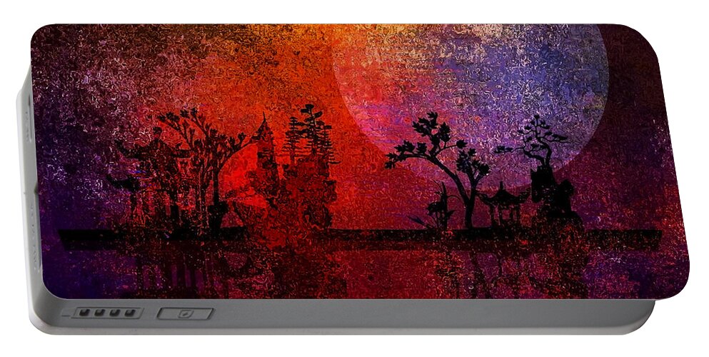 Night Portable Battery Charger featuring the digital art Asia Landscape #2 by Bruce Rolff