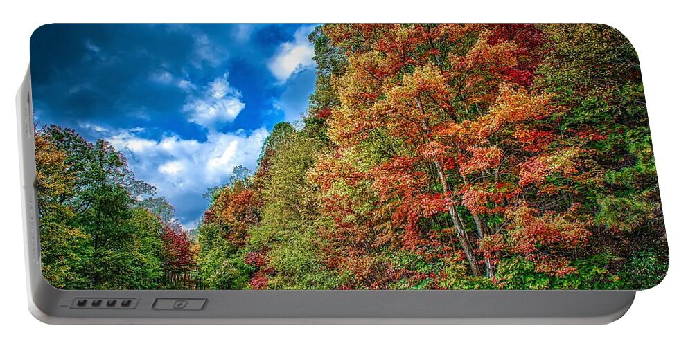 Blue Portable Battery Charger featuring the photograph Blue Ridge And Smoky Mountains Changing Color In Fall #2 by Alex Grichenko